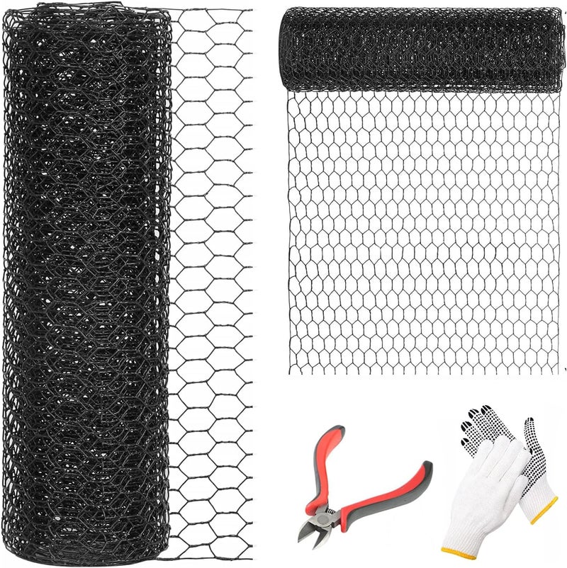 DOLEMODUO 48'' x 50' Black Chicken Wire Fencing, 1 inch Chicken Wire and 20 Gauge Poultry Netting, Garden Mesh Fence Roll for Floral Arrangements/Crafts/Farm/Livestock/Pet Protection - Image 1